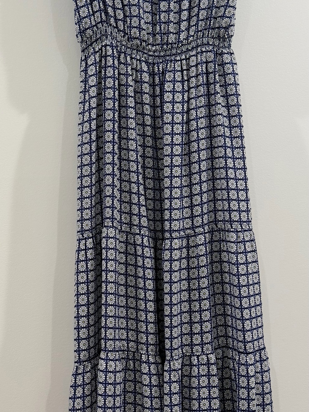 Max Studio Navy and White Printed Tiered Maxi Dress - Picture 2 of 3